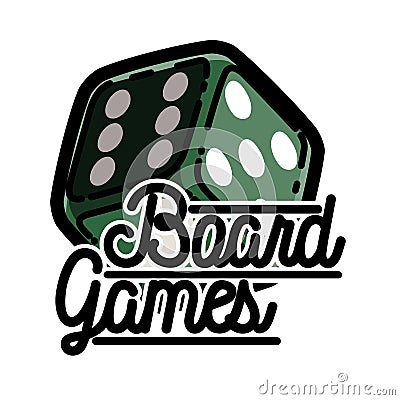 Color vintage board games emblem Vector Illustration