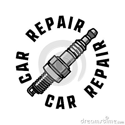 Color vintage car repair emblem Vector Illustration