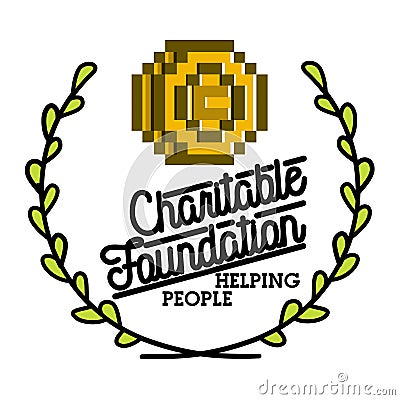 Color vintage charitable foundation emblem Vector Illustration