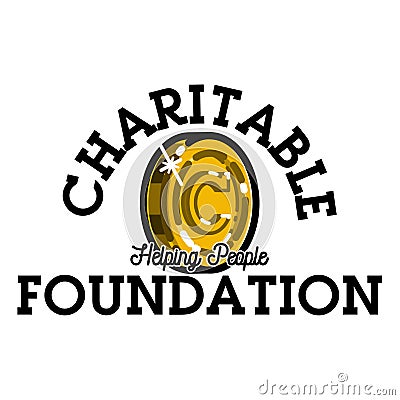 Color vintage charitable foundation emblem Vector Illustration