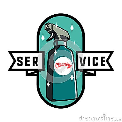 Color vintage cleaning service emblem Vector Illustration