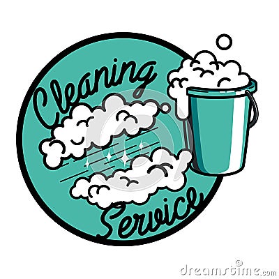 Color vintage cleaning service emblem Vector Illustration