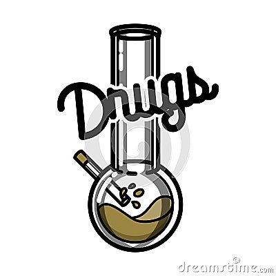 Color vintage drugs emblem Vector Illustration