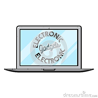 Color vintage electronic gadgets emblem Vector Illustration