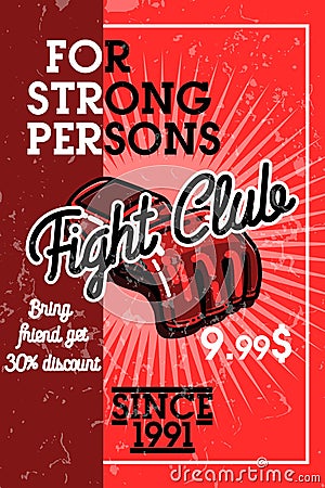 Color vintage fight club banner Vector Illustration