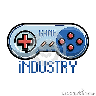 Color vintage game industry emblem Vector Illustration
