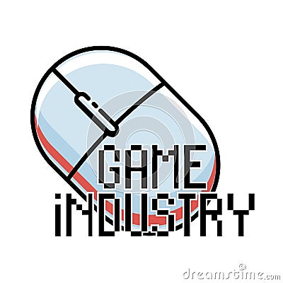 Color vintage game industry emblem Vector Illustration