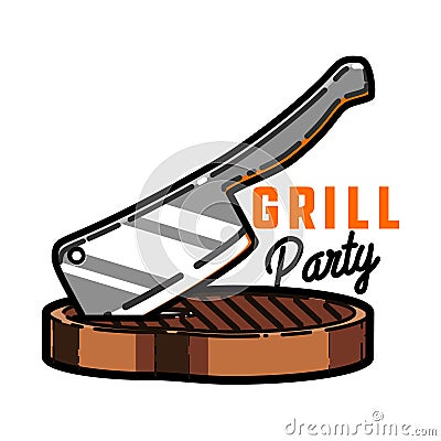Color vintage grill party emblem Vector Illustration