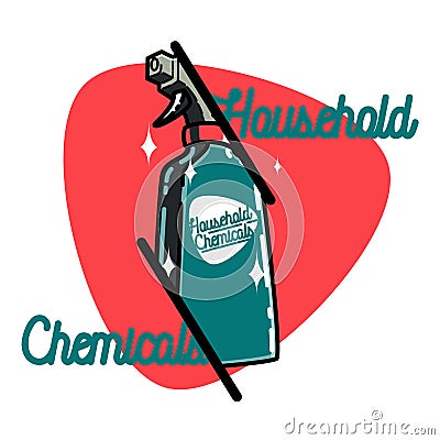 Color vintage household chemicals emblem Vector Illustration