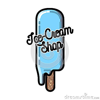 Color vintage ice-cream emblem Vector Illustration