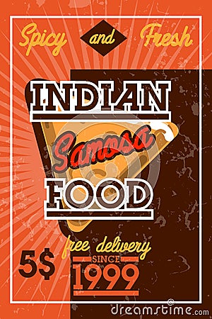 Color vintage indian food banner Vector Illustration