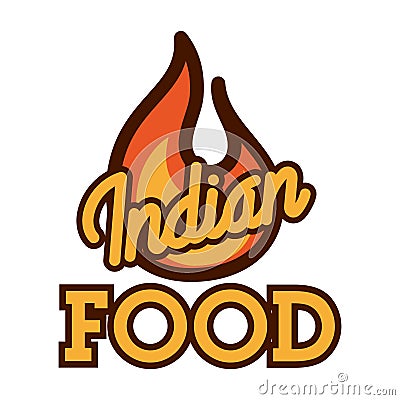 Color vintage indian food emblem Vector Illustration