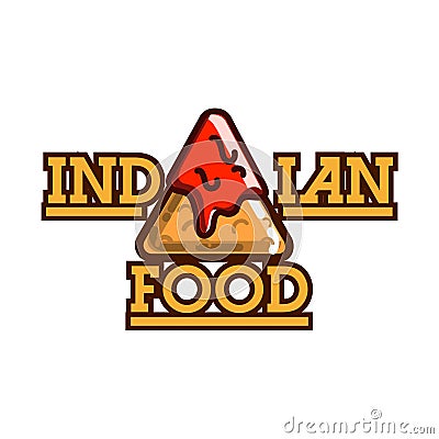 Color vintage indian food emblem Vector Illustration