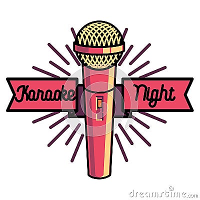 Color vintage karaoke emblems Vector Illustration