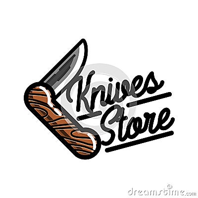 Color vintage knives store emblem Vector Illustration