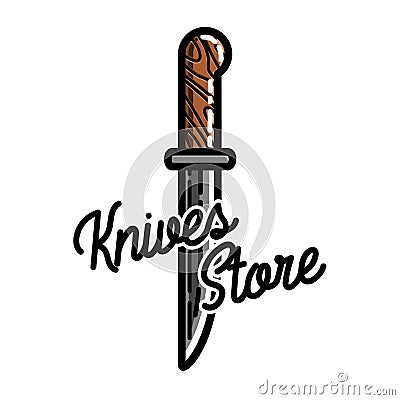 Color vintage knives store emblem Vector Illustration