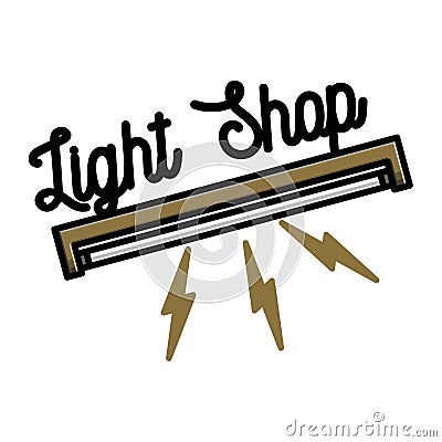 Color vintage light shop emblem Vector Illustration