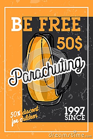 Color vintage parachuting banner Vector Illustration