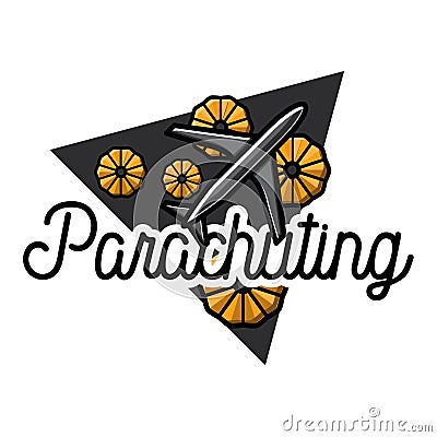 Color vintage parachuting emblem Vector Illustration