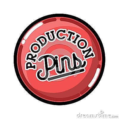 Color vintage pins production emblem Vector Illustration