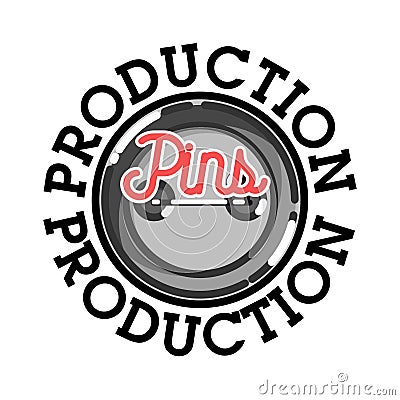 Color vintage pins production emblem Vector Illustration