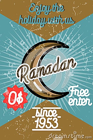 Color vintage ramadan banner Vector Illustration