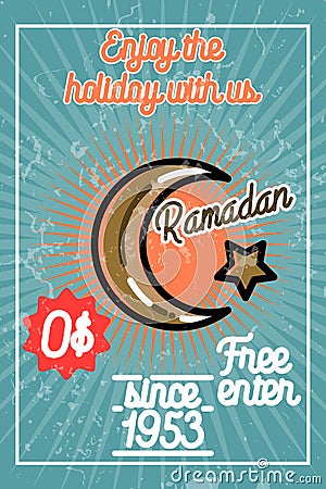 Color vintage ramadan banner Vector Illustration