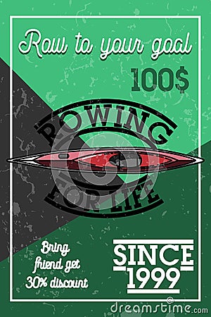 Color vintage rowing banner Vector Illustration