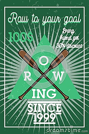 Color vintage rowing banner Vector Illustration