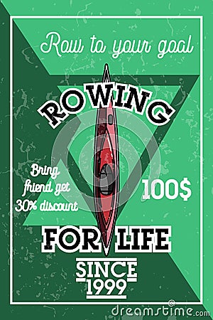 Color vintage rowing banner Vector Illustration