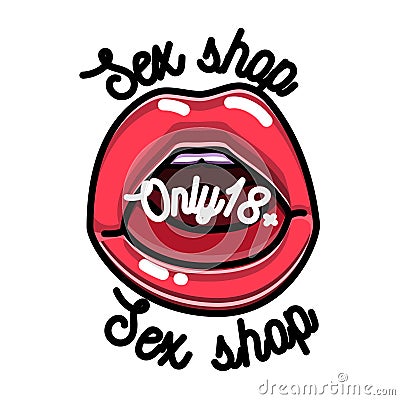 Color vintage sex shop emblem Vector Illustration