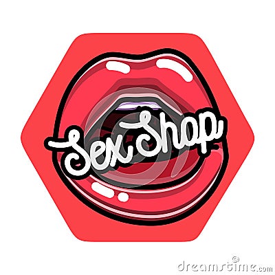 Color vintage sex shop emblem Vector Illustration