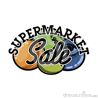 Color vintage supermarket sale emblem Vector Illustration