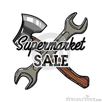 Color vintage supermarket sale emblem Vector Illustration