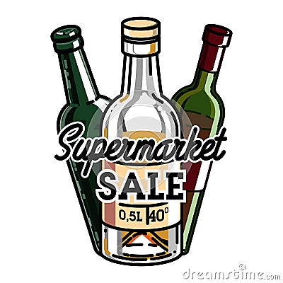 Color vintage supermarket sale emblem Vector Illustration