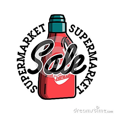 Color vintage supermarket sale emblem Vector Illustration