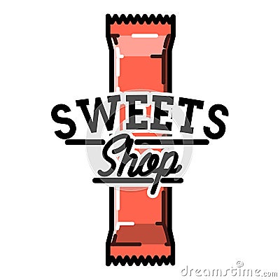 Color vintage sweets shop emblem Vector Illustration