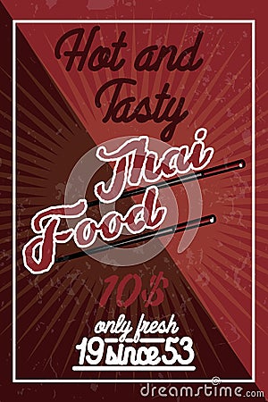 Color vintage thai food banner Vector Illustration