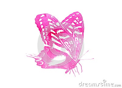 Color watercolor abstract butterfly as imprint Stock Photo