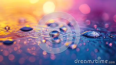 Color waterdrops on a surface colorful background Stock Photo