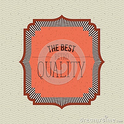 Color waves lines background with orange ornamental frame the best retro quality text Vector Illustration