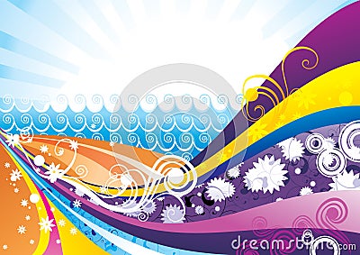 Color waves vector Cartoon Illustration