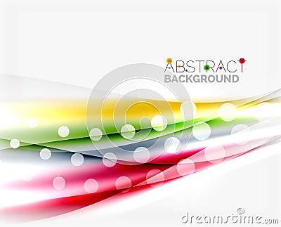 Color wavy lines with light shiny effects. Abstract background template Vector Illustration