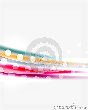 Color wavy lines with light shiny effects. Abstract background template Vector Illustration