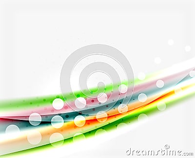 Color wavy lines with light shiny effects. Abstract background template Vector Illustration