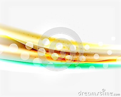 Color wavy lines with light shiny effects. Abstract background template Vector Illustration