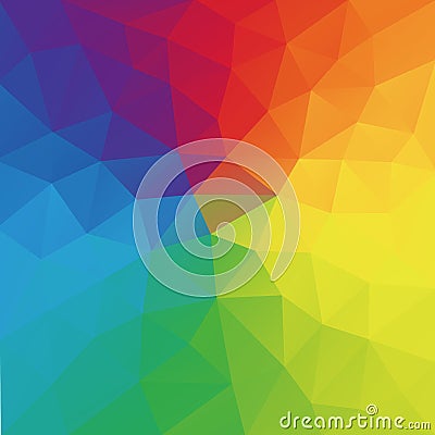 Color wheel abstract geometric rumpled triangular background low poly style Vector Illustration