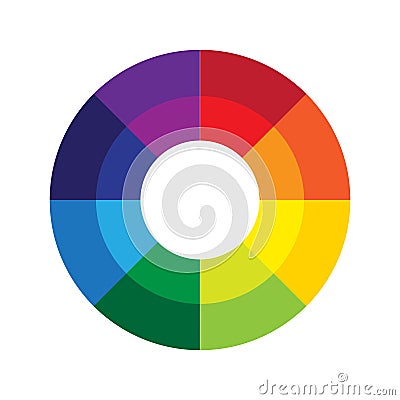Color wheel chart. Primary secondary color palette. Artist painting guide. Vector illustration. EPS 10. Vector Illustration