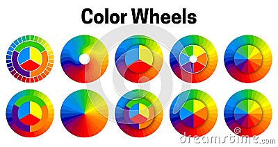 Color Wheels Set by the Color Theory Vector Illustration