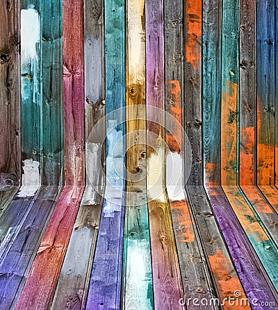 Color wood panels perspective Stock Photo